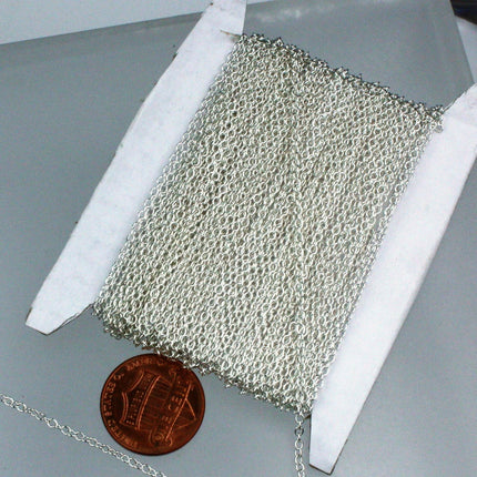 32 feet Sterling Silver Plated Cable Chain Bulk - 2.0x1.4mm SOLDER Link - Tiny Chain Cable - Necklace Dainty Delicate Chain - 2014S