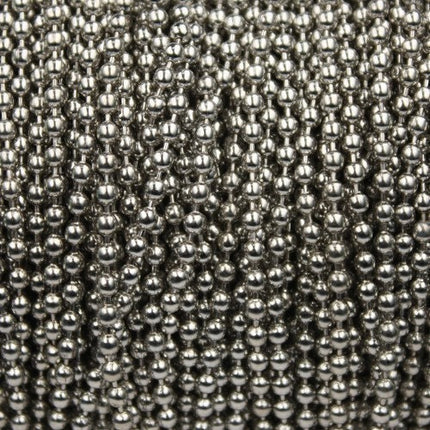 Rhodium Chain Ball Bulk Chain, 12 ft. of ROUND BALL chain Necklace Wholesale Chain - 2.4mm ball size - w/ FREE 10 pcs Connectors (Insert)