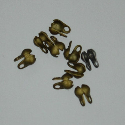 100pcs of Antique Brass finished ball chain connector for 2.4mm - Crimp Type