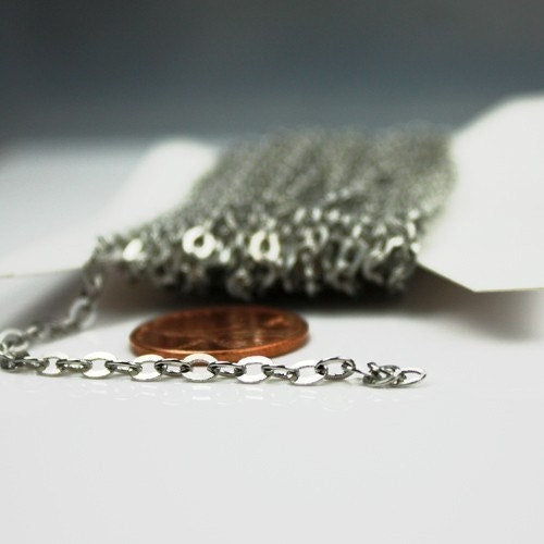 10 ft of Antique Silver finished FLAT SOLDERED cable Chain - 4X3.5mm SOLDERED link - 435F