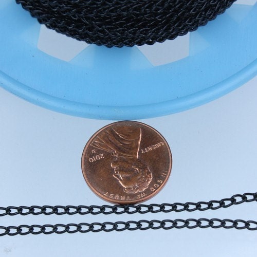32ft of Black curb chain 2.2 mm - unsoldered Links - 2.2S