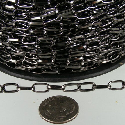 100 Ft. of Gunmetal Finished Drawn Cable Chain - 9x4.5mm Unsoldered Link- 9045DR