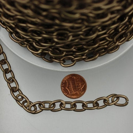 10 ft of Antique Brass Aluminum Light Weight Chunky Style Big Cable Chain - 12.x7mm Unsoldered Link