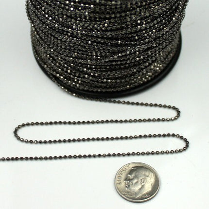 32 feet Gunmetal facet BALL Chain - 1.5mm Ball - Brass bulk Ball chain Necklace Bracelet Wholesale - with FREE 100 connectors (Crimp)