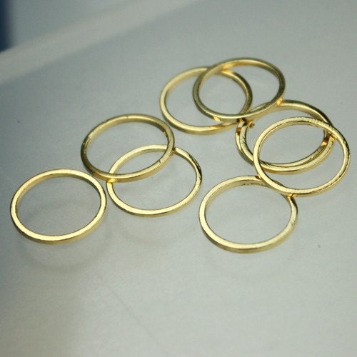 14mm Jump Rings - 60 pcs of 24K Gold plated on Solid Brass Link Jumprings - 14m 16Ga Closed Ring