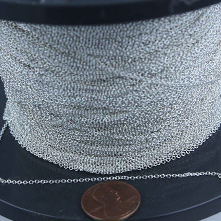 925 Sterling Silver Chain Bulk, 5 Ft. Tiny Round Cable Chain Solid Silver - 1.6x1.2mm - SS1612