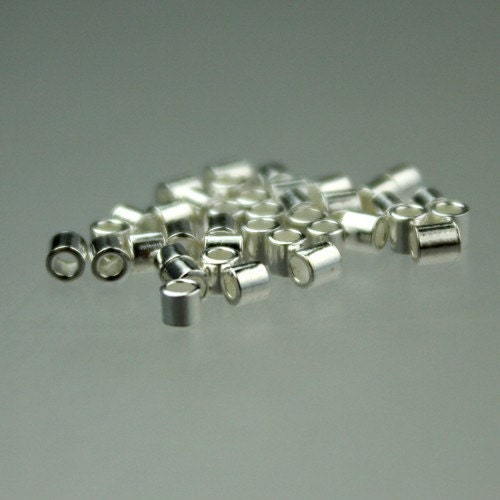 50 pcs Sterling silver CRIMP TUBE BEAD 2x2mm
