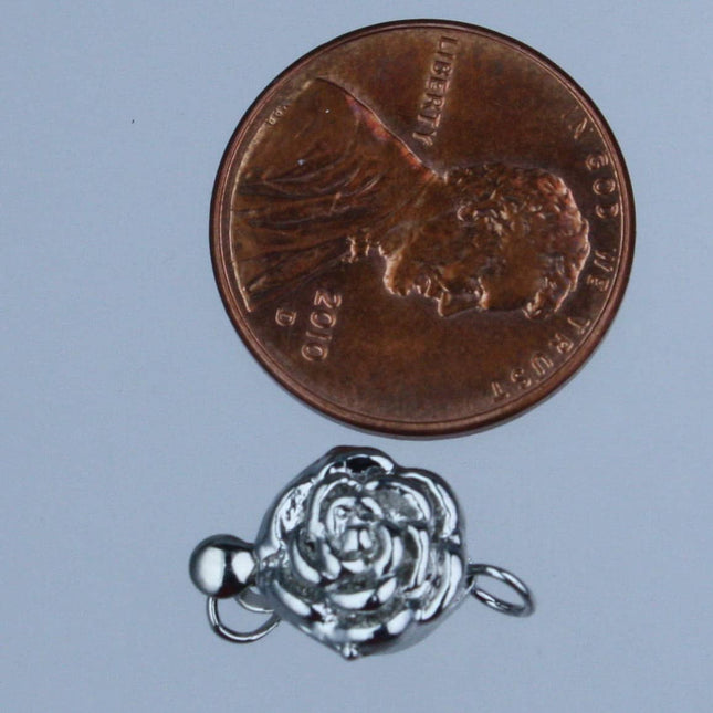 10 sets of Rhodium Plated Filigree Rose Box Clasp15x10 - brass