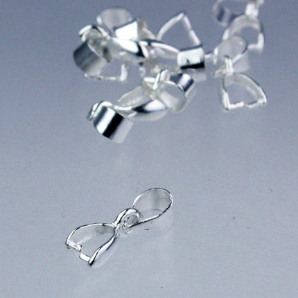 100 pcs of Silver plated on Brass Pinch Ice Pick Bails Pendant Clasp - 15mm