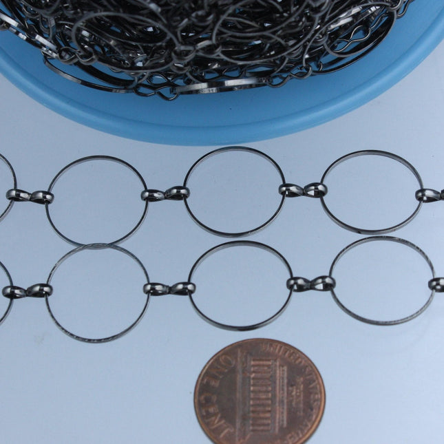 5 ft. of Gunmetal finished on Brass BIG circle Quick Links Chain - 15mm