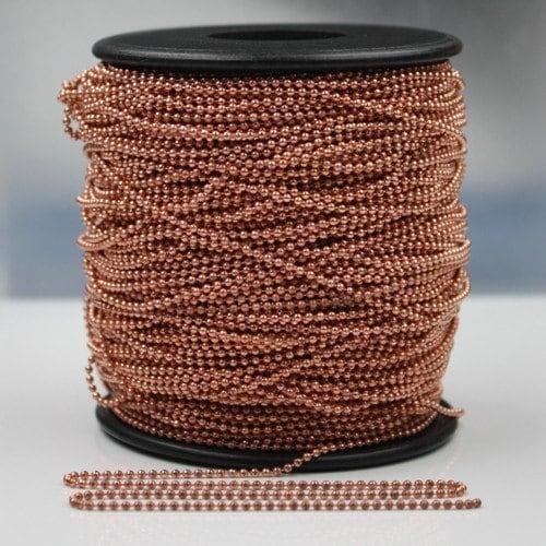 Antique Copper facet BALL Chain - 10 Ft. spool of Bulk Ball chain  Wholesale - 1.5mm w/ FREE 10 connectors (Crimp) - 15DC