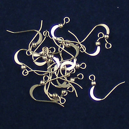 100 pcs of rhodium plated flat fish Hook with ball Earwire 19X14mm