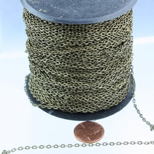 12 Ft. of Antique Brass Finished Flat Cable Chains - 3x2.2mm unsoldered - 322FLAT