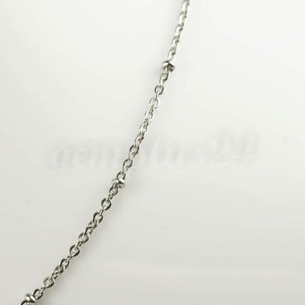 10 Ft Stainless Steel Satellite Chain - Ball Beaded Solder Flat Cable Chain - 2.4x1.7mm Flat Link - Bulk Dainty Delicate Necklace - STB2417F