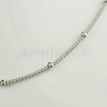 100 Ft Stainless Steel Satellite Curb Chain - Ball Beaded Solder Curb Chain - 1.8mm Curb 3.0mm Big Beads Link - Bulk Wholesale - STSat18