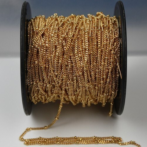 10 ft. of Gold plated curb ball chain - 2.5mm ball - 2.2x1.7mm soldered link
