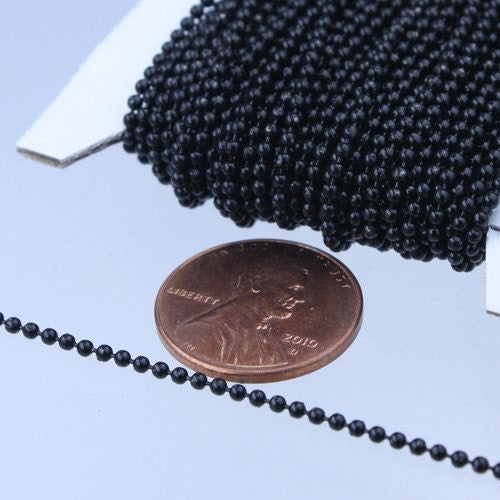 SALE Sale 32 ft. spool of Black finished brass ball chain - 1.5mm ball size with 10 pcs of black connector(crimp)