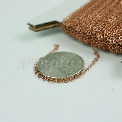 3 ft Dark Copper Chain - 2.4x1.7mm SOLDER Chain - Copper little Oval Flat Soldered Cable Chain - Bulk Wholesale Chain - 2417F