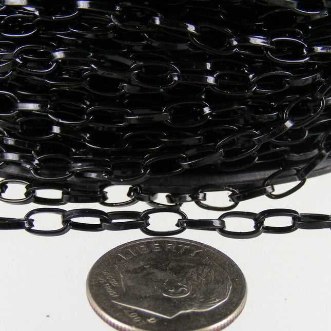 Special Sale 12 ft. of Black Finished Drawn Cable Chain - 6.3x3.5mm Unsoldered Link - 6335DR
