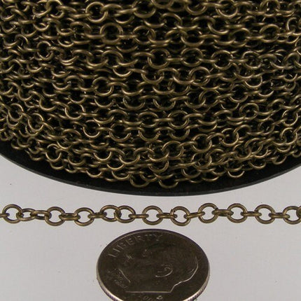 SALE Sale 32 ft. spool of Antique Brass Finished Round Cable Chain - 3.2mm Unsoldered Link