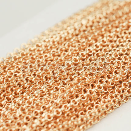 10 feet TARNISH Resistant Tarnish FREE Anti Tarnished Champagne/Pink Gold Plated Rolo Chain bulk - 2.0mm 2mm SOLDERED Link AT2.0BL