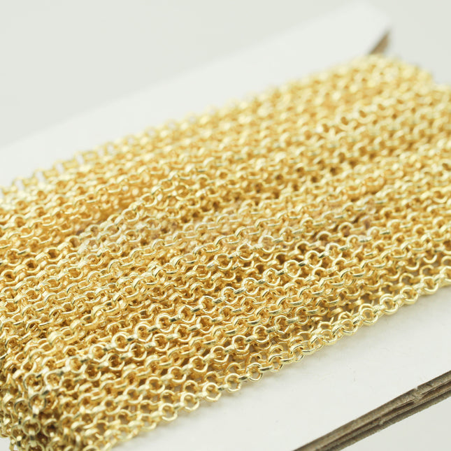 100 feet TARNISH Resistant Tarnish FREE Anti Tarnished 18K Gold Plated Rolo Chain bulk - 2.0mm 2mm SOLDERED Link AT2.0BL