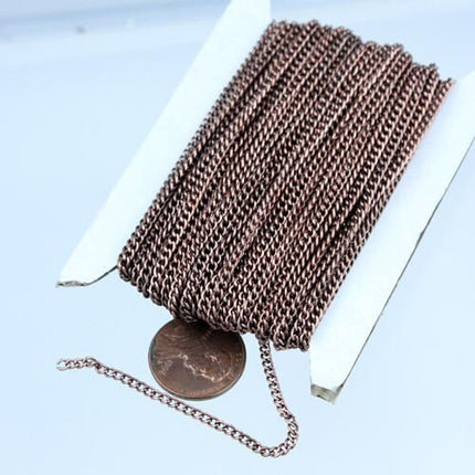 Wholesale Lot 300 ft of Antique Copper Finished Curb Chain - 2.2mm 0.6mm Unsoldered - 2.2S