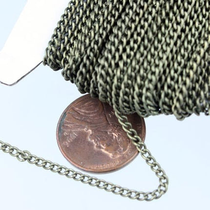 32 ft of Antique Brass Finished Curb Chain - 2.2mm 0.6mm Unsoldered Link - 2.2S