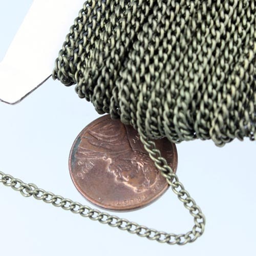 32 ft of Antique Brass Finished Curb Chain - 2.2mm 0.6mm Unsoldered - 2.2S