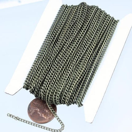 32 ft of Antique Brass Finished Curb Chain - 2.2mm 0.6mm Unsoldered Link - 2.2S