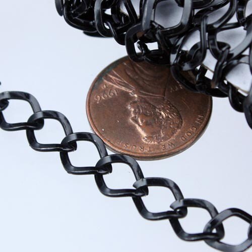 Black Curb Chain Bulk, 10 ft of Big Hammered Curb Chain - 8.7x7.3mm Unsolodered - Necklace Bracelet Wholesale DIY Chain