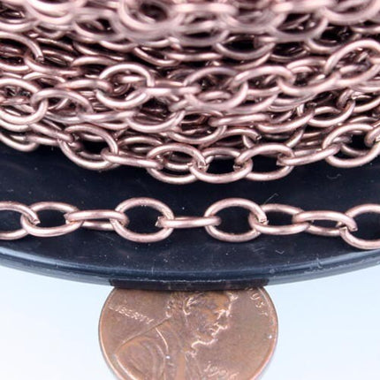 Antique Copper Chain Bulk Chain, 10 ft of Big Chunky Cable Chain - 6.8x4.8mm 1.0mm Unsoldered Link Necklace Bracelet - 6848CA