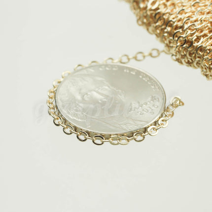 300 Ft Non Tarnish Flat Cable Chain -   22K Gold Flat Chain - 3x1.7mm SOLDER - Anti Tarnish Free Resistant Soldered Cable - AT317F