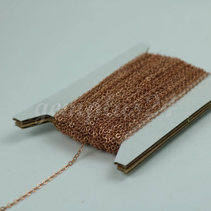 3 ft Dark Copper Chain - 2.4x1.7mm SOLDER Chain - Copper little Oval Flat Soldered Cable Chain - Bulk Wholesale Chain - 2417F