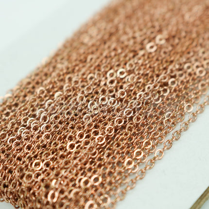 3 ft Dark Copper Chain - 2.4x1.7mm SOLDER Chain - Copper little Oval Flat Soldered Cable Chain - Bulk Wholesale Chain - 2417F
