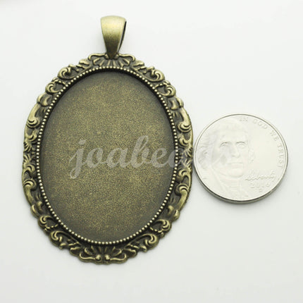 5 pcs Oval Antique Brass Bezel - for 30x40mm - Oval Pendant Blank Bezel for Cabochon Cameo Pendants, Photo Jewelry - T250