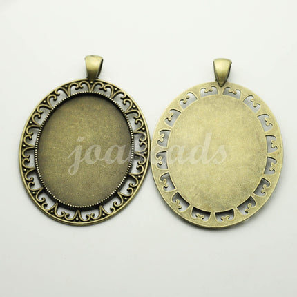 5 pcs Oval Antique Brass Bezel - for 30x40mm - Oval Pendant Blank Bezel for Cabochon Cameo Pendants, Photo Jewelry - T251