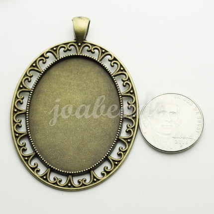 5 pcs Oval Antique Brass Bezel - for 30x40mm - Oval Pendant Blank Bezel for Cabochon Cameo Pendants, Photo Jewelry - T251