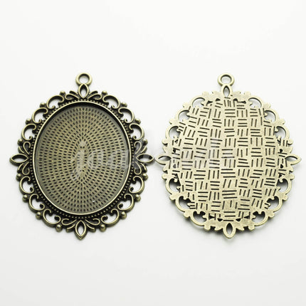 5 pcs Oval Antique Brass Bezel - for 30x40mm - Oval Pendant Blank Bezel for Cabochon Cameo Pendants, Photo Jewelry - T176