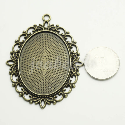 5 pcs Oval Antique Brass Bezel - for 30x40mm - Oval Pendant Blank Bezel for Cabochon Cameo Pendants, Photo Jewelry - T176