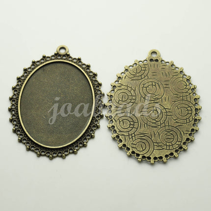 5 pcs Oval Antique Brass Bezel - for 30x40mm - Oval Pendant Blank Bezel for Cabochon Cameo Pendants, Photo Jewelry - JC601
