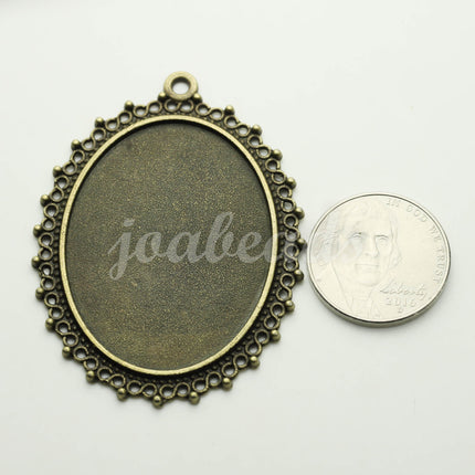 5 pcs Oval Antique Brass Bezel - for 30x40mm - Oval Pendant Blank Bezel for Cabochon Cameo Pendants, Photo Jewelry - JC601