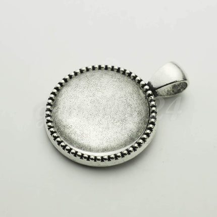 1/5 Pcs/Set Pendant Compass BEZELS Link with GLASS Magnifying Domes Cabochon - 5 sets 10 pcs  - 20mm 13/16 inch Antique Silver Bezel T220