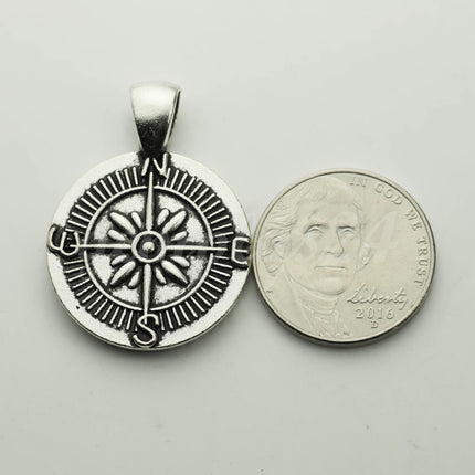 1/5 Pcs/Set Pendant Compass BEZELS Link with GLASS Magnifying Domes Cabochon - 5 sets 10 pcs  - 20mm 13/16 inch Antique Silver Bezel T220