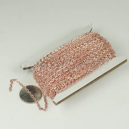 New 32 Ft Non Tarnish Flat Cable Chain - Rose Gold Flat Chain - 2x3mm unsoldered - Anti Tarnish Free Resistant unsoldered Cable - AT0623
