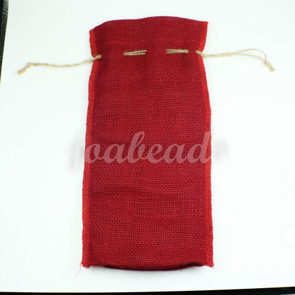 1 pcs of Red Burlap Wine Bag  Christmas Holiday Rustic Decor - 14" x 5" (35cm x 14cm) Natural Jute Burlap Bags - HEMP Jute Bag
