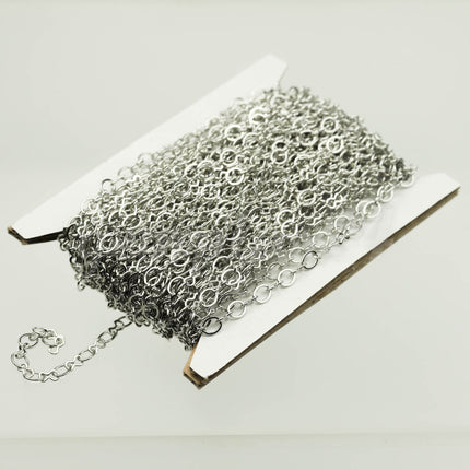 3 feet Rhodium Plated SOLDERED BIG Fashion Figure 8 Connector Chain - 4.5x3.8mm Soldered Link FIG8L