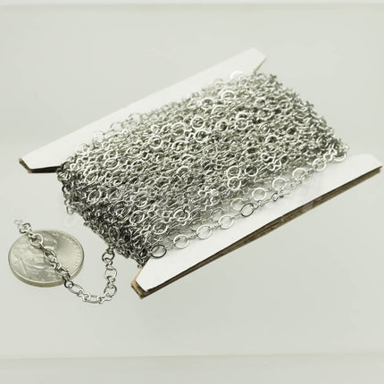 3 feet Rhodium Plated SOLDERED BIG Fashion Figure 8 Connector Chain - 4.5x3.8mm Soldered Link FIG8L