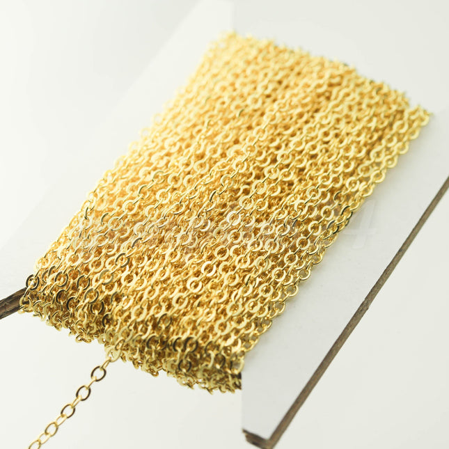 32 feet of Gold Plated Flat Cable Chain 3x3mm Solder Gold Cable Chain -  - 33F