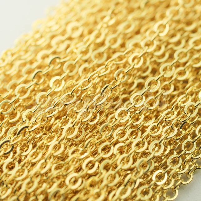 32 feet of Gold Plated Flat Cable Chain 3x3mm Solder Gold Cable Chain -  - 33F